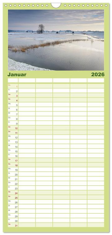 Produktbild: Familienplaner 2026 - Der Niederrhein im Wandel der Jahreszeiten mit 5 Spalten (Wandkalender, 21 x 45 cm) CALVENDO