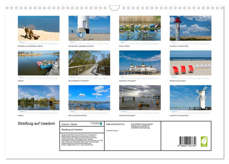 Produktbild: Streifzug auf Usedom (Wandkalender 2026 DIN A3 quer), CALVENDO Monatskalender