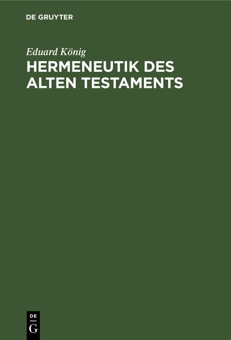 Produktbild: Hermeneutik des Alten Testaments