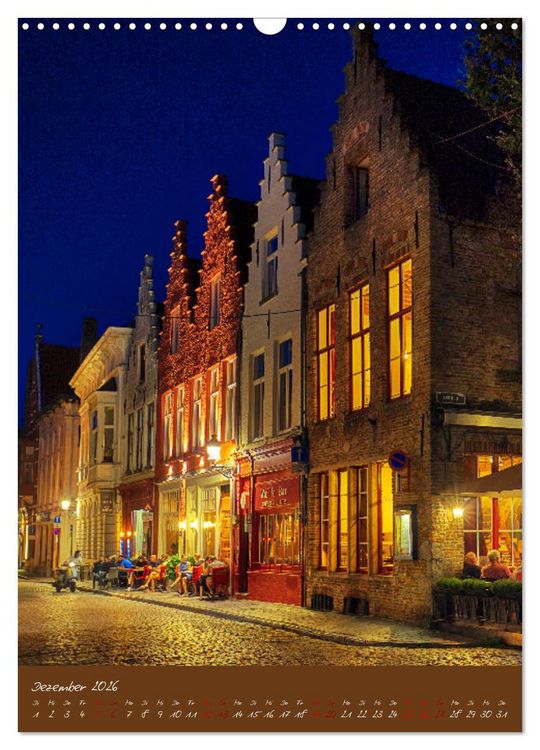 Produktbild: D&auml;mmerung in Gent und Br&uuml;gge (Wandkalender 2026 DIN A3 hoch), CALVENDO Monatskalender