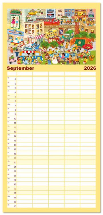 Produktbild: Familienplaner 2026 - Wimmelig durch das Jahr mit 5 Spalten (Wandkalender, 21 x 45 cm) CALVENDO