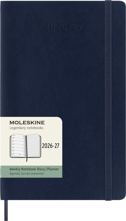 Produktbild: Moleskine 18 Monate Wochen Notizkalender 2026/2027, Large/A5, 1 Wo = 1 Seite, rechts linierte Seite, Weicher Einband, Saphir