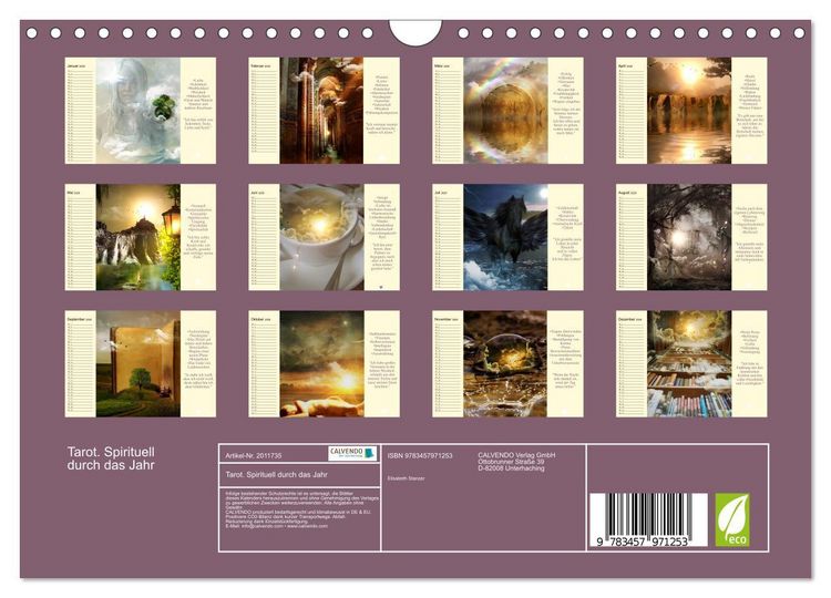 Produktbild: Tarot. Spirituell durch das Jahr (Wandkalender 2026 DIN A4 quer), CALVENDO Monatskalender