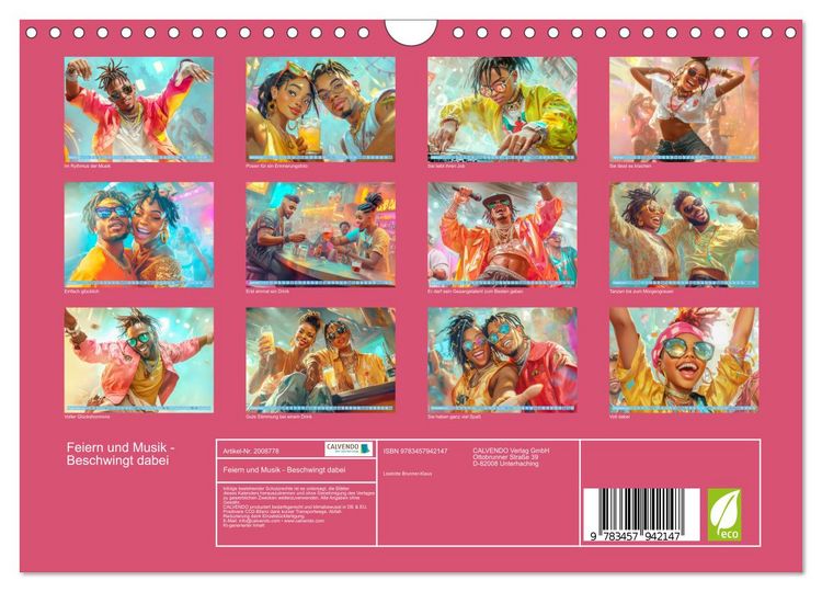 Produktbild: Feiern und Musik - Beschwingt dabei (Wandkalender 2026 DIN A4 quer), CALVENDO Monatskalender