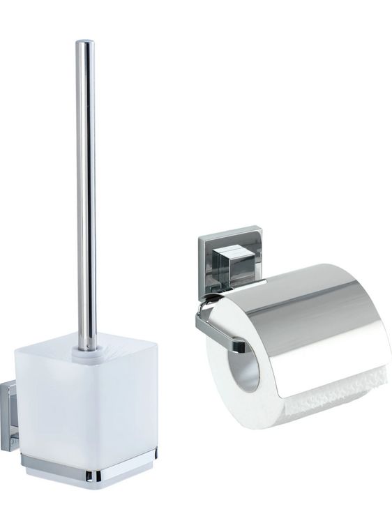 Produktbild: Vacuum-Loc&reg; WC-Set Mod. Quadro 2-teilig Edelstahl, WC-Garnitur und Toilettenpapierhalter, rostfrei