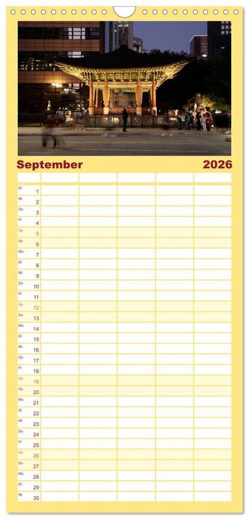 Produktbild: Familienplaner 2026 - Seoul mit 5 Spalten (Wandkalender, 21 x 45 cm) CALVENDO