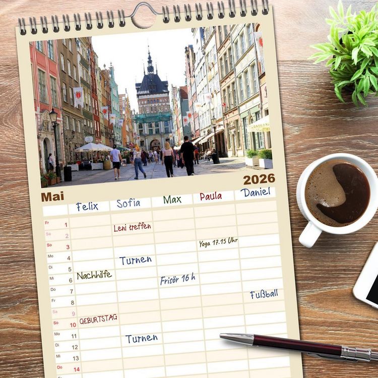 Produktbild: Familienplaner 2026 - Danzig - Eine Perle Polens mit 5 Spalten (Wandkalender, 21 x 45 cm) CALVENDO