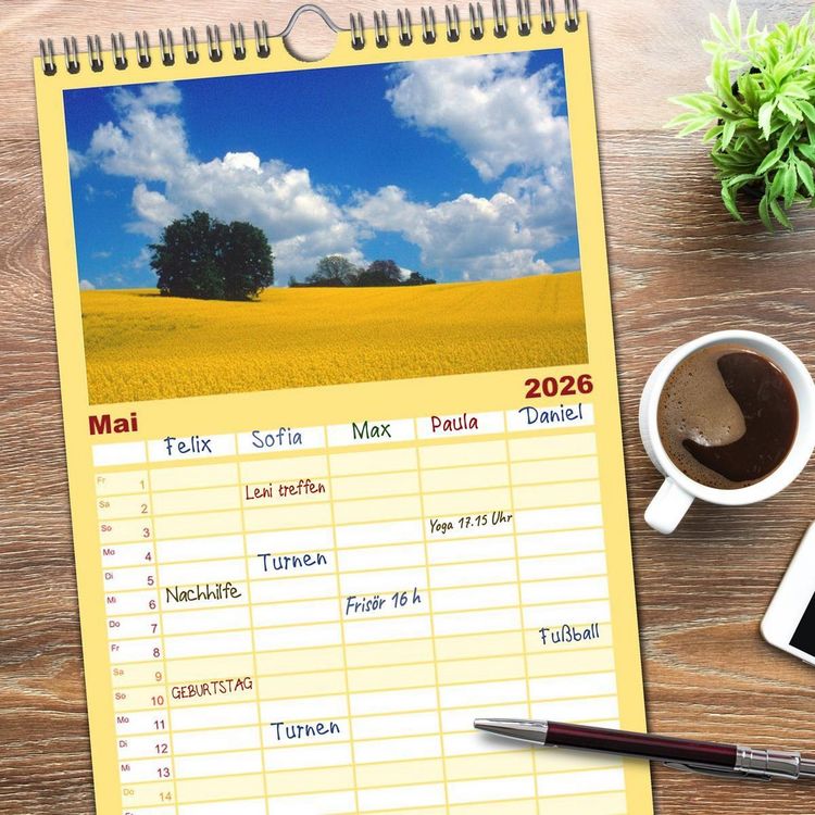 Produktbild: Familienplaner 2026 - Bayerischer Wald mit 5 Spalten (Wandkalender, 21 x 45 cm) CALVENDO