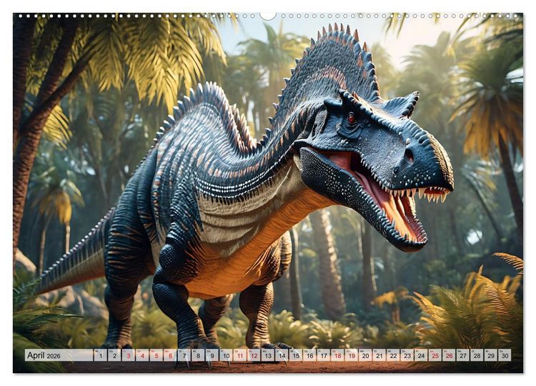 Produktbild: Dinosaurier - die Welt der Urzeitgiganten (hochwertiger Premium Wandkalender 2026 DIN A2 quer), Kunstdruck in Hochglanz