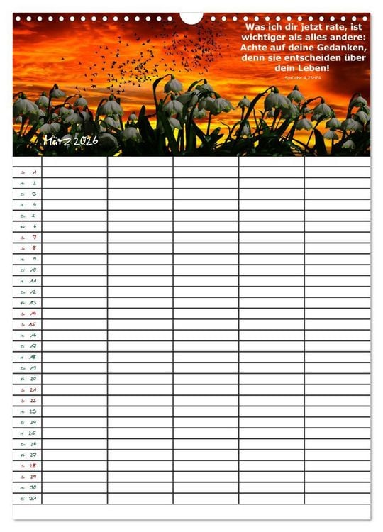 Produktbild: ein Planer mit biblischer Weisheit aus den Spr&uuml;chen Salomos (Wandkalender 2026 DIN A3 hoch), CALVENDO Monatskalender
