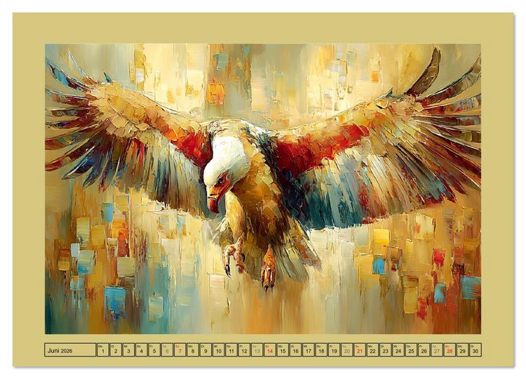 Produktbild: Majest&auml;ten der L&uuml;fte. Raubv&ouml;gel zwischen Himmel und Kunst (hochwertiger Premium Wandkalender 2026 DIN A2 quer), Kunstdruck in Hochglanz