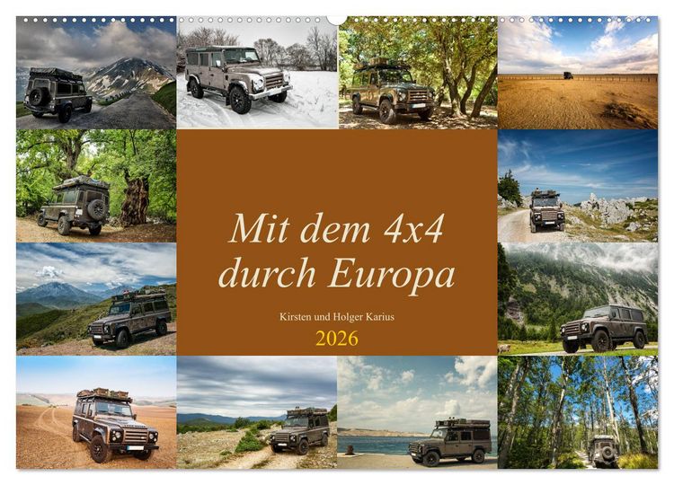 Produktbild: Mit dem 4x4 durch Europa (Wandkalender 2026 DIN A2 quer), CALVENDO Monatskalender