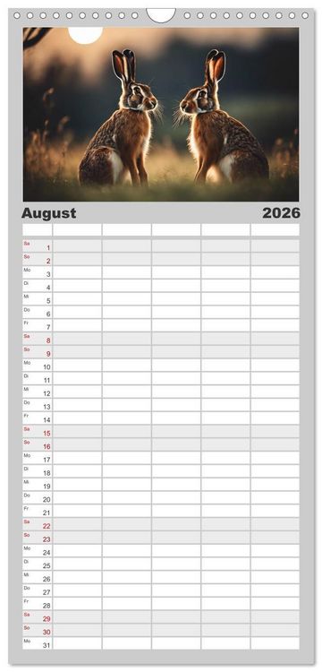 Produktbild: Familienplaner 2026 - Heimische Tiere im Mondlicht mit 5 Spalten (Wandkalender, 21 x 45 cm) CALVENDO