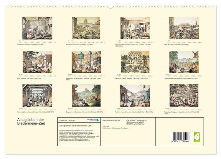 Produktbild: Alltagsleben der Biedermeier-Zeit (hochwertiger Premium Wandkalender 2026 DIN A2 quer), Kunstdruck in Hochglanz