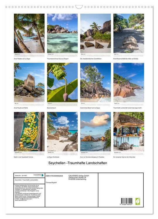 Produktbild: Seychellen -Traumhafte Landschaften (Wandkalender 2027 DIN A2 hoch), CALVENDO Monatskalender