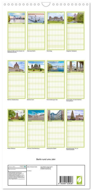 Produktbild: Familienplaner 2027 - Berlin rund ums Jahr mit 5 Spalten (Wandkalender, 21 x 45 cm) CALVENDO
