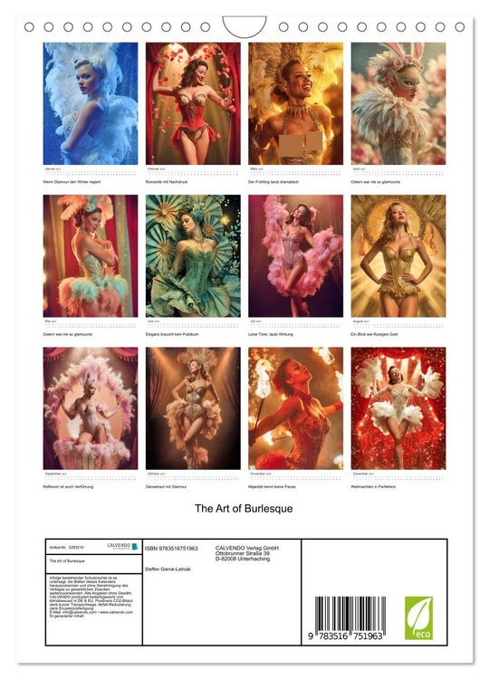 Produktbild: The Art of Burlesque (Wandkalender 2027 DIN A4 hoch), CALVENDO Monatskalender