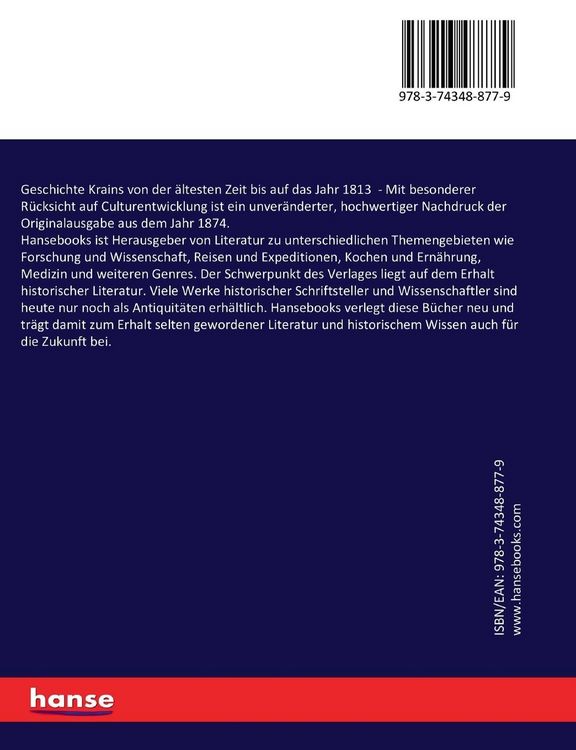 Produktbild: Geschichte Krains von der &auml;ltesten Zeit bis auf das Jahr 1813