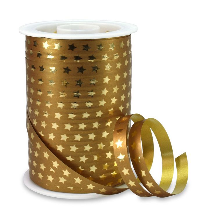 Produktbild: PR&Auml;SENT Ringelband Christmas Star gold 10mmx100m