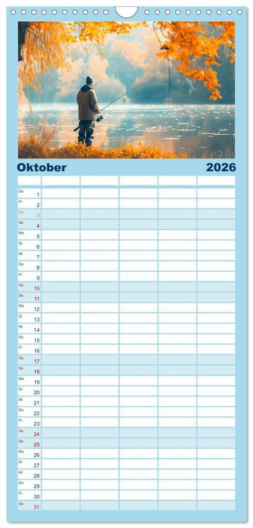 Produktbild: Familienplaner 2026 - Angeln und Fischen Impressionen mit 5 Spalten (Wandkalender, 21 x 45 cm) CALVENDO