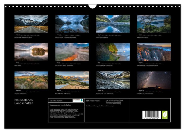 Produktbild: Neuseelands Landschaften (Wandkalender 2026 DIN A3 quer), CALVENDO Monatskalender