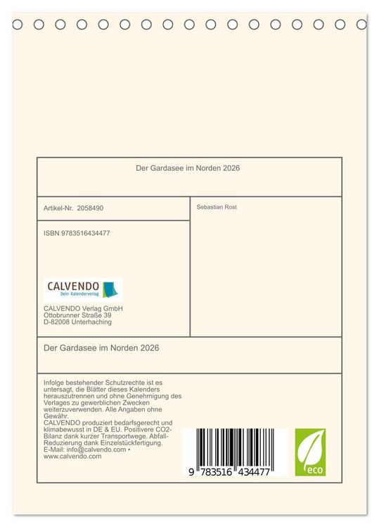 Produktbild: Der Gardasee im Norden 2026 (Tischkalender 2026 DIN A5 hoch), CALVENDO Monatskalender