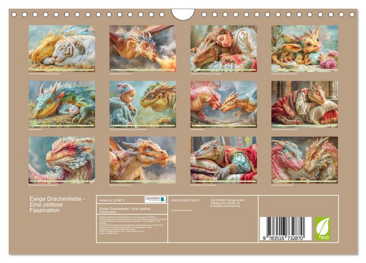 Produktbild: Ewige Drachenliebe - Eine zeitlose Faszination (Wandkalender 2026 DIN A4 quer), CALVENDO Monatskalender