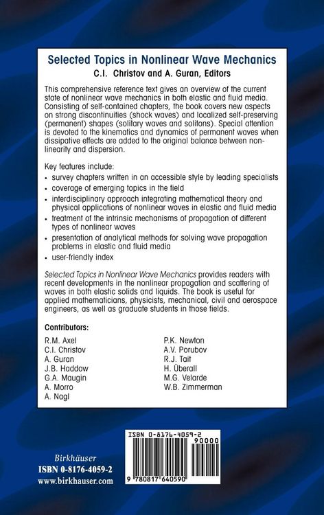 Produktbild: Selected Topics in Nonlinear Wave Mechanics