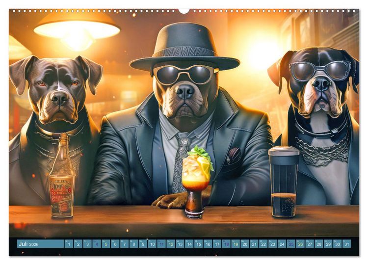 Produktbild: Gangsterhunde - KI-Bilder (Wandkalender 2026 DIN A2 quer), CALVENDO Monatskalender