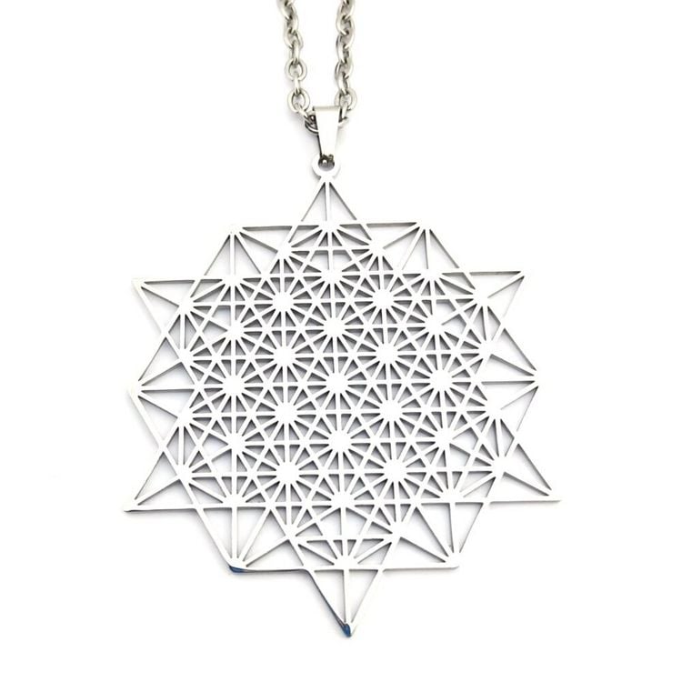 Produktbild: Halskette "64 Stern Tetraeder" Edelstahl 6x5cm mit 60cm Edelstahlkette