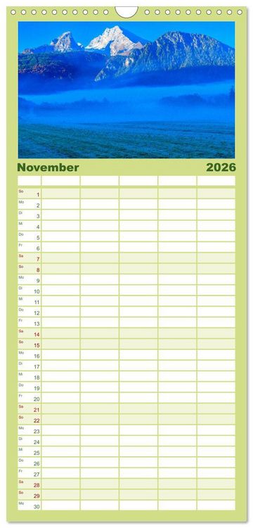 Produktbild: Familienplaner 2026 - Urlaub im Berchtesgadener Land mit 5 Spalten (Wandkalender, 21 x 45 cm) CALVENDO