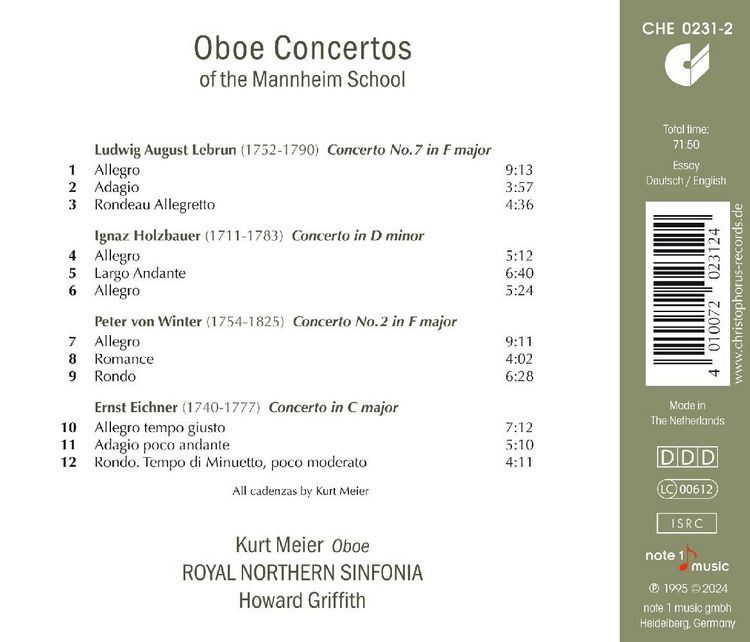 Produktbild: Oboe Concertos of the Mannheim School - Works by L