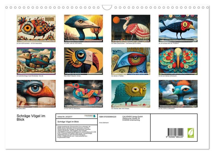 Produktbild: Schr&auml;ge V&ouml;gel im Blick (Wandkalender 2027 DIN A3 quer), CALVENDO Monatskalender