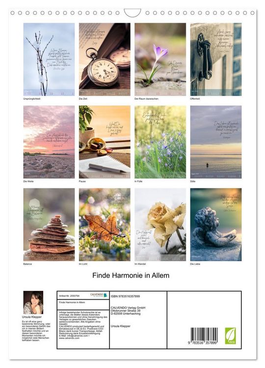 Produktbild: Finde Harmonie in Allem (Wandkalender 2026 DIN A3 hoch), CALVENDO Monatskalender