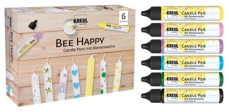Produktbild: KREUL Candle Pen 6er Set Bee Happy, Kerzen verzieren und bemalen