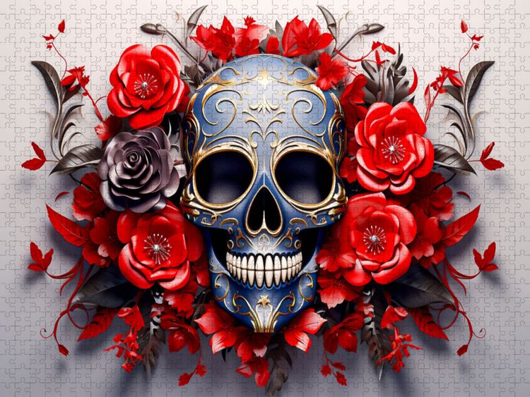 Produktbild: CALVENDO Puzzle Ein Motiv aus dem Kalender Skull Flower - Totenkopf ART | 2000 Teile Lege-Gr&ouml;&szlig;e 90x67cm Foto-Puzzle f&uuml;r gl&uuml;ckliche Stunden
