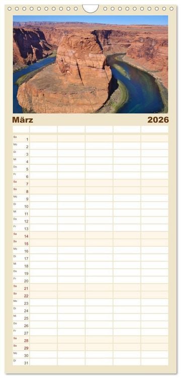 Produktbild: Familienplaner 2026 - USA Nationalparks - Familienplaner / Kalender - Eine Reise durch die Vielfalt und Sch&ouml;nheit der Naturparks Nordamerikas mit 5 Spalten (Wandkalender, 21 x 45 cm) CALVENDO