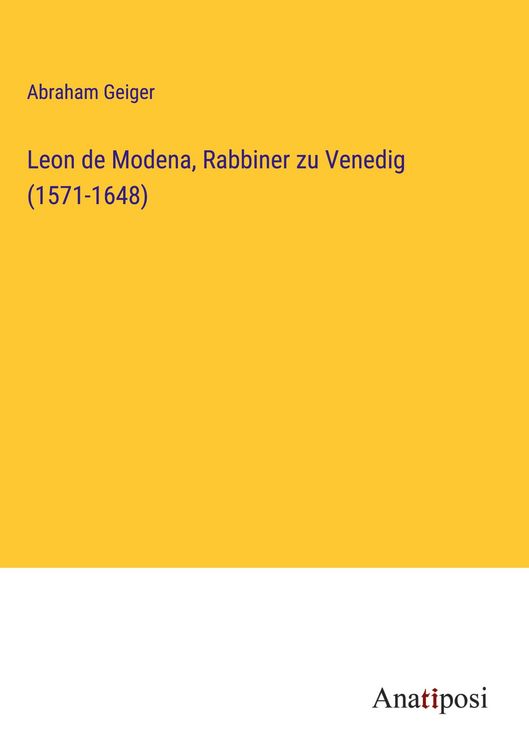 Produktbild: Leon de Modena, Rabbiner zu Venedig (1571-1648)