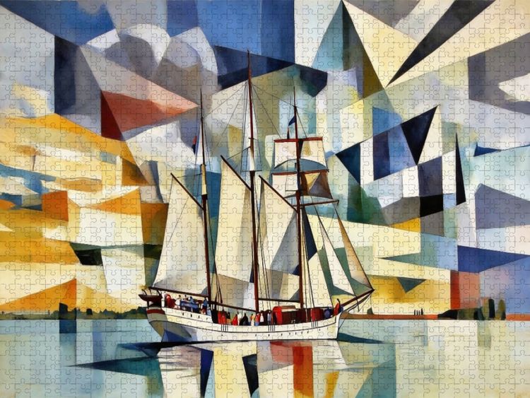 Produktbild: CALVENDO Puzzle Segelschiff in untergehender Sonne | 1000 Teile Lege-Gr&ouml;&szlig;e 64x48cm Foto-Puzzle f&uuml;r gl&uuml;ckliche Stunden