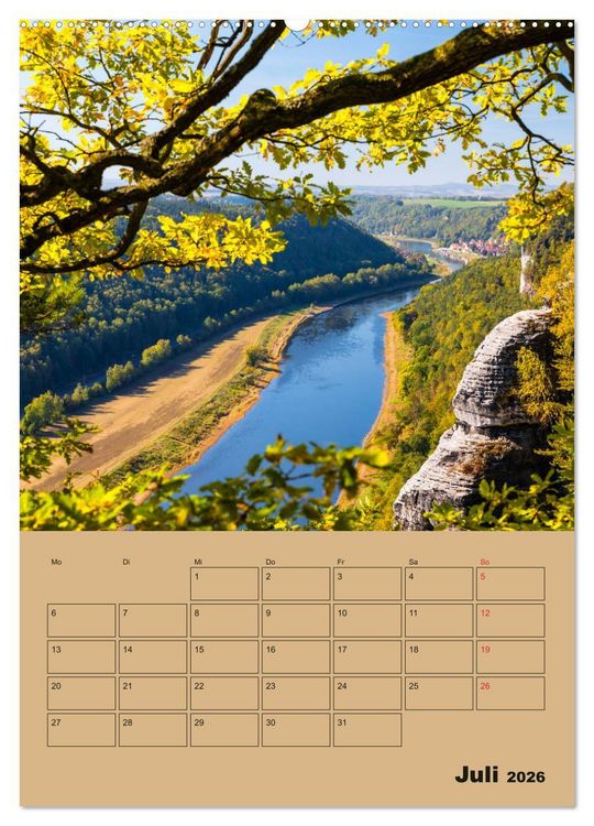 Produktbild: Zauberhafte S&auml;chsische Schweiz (hochwertiger Premium Wandkalender 2026 DIN A2 hoch), Kunstdruck in Hochglanz