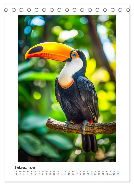Produktbild: Exotische Sch&ouml;nheiten - pr&auml;chtig bunte V&ouml;gel (Tischkalender 2026 DIN A5 hoch), CALVENDO Monatskalender