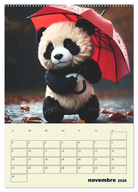 Produktbild: Les pandas rigolos - Une ann&eacute;e de douceur et de rires (Calendrier mural 2026 DIN A2 horizontal) calendrier de bureau