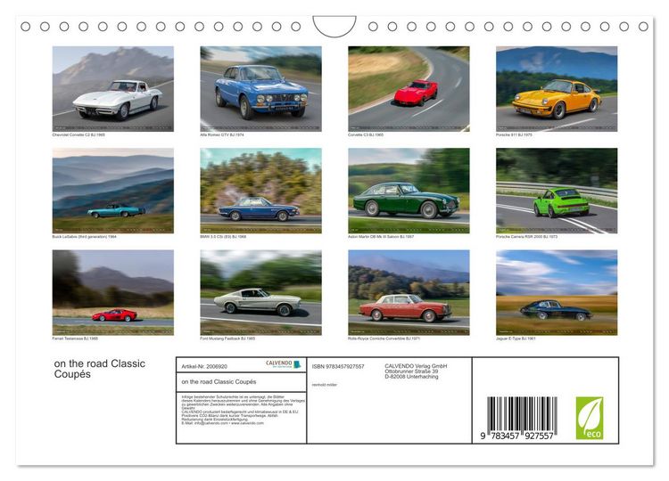 Produktbild: on the road Classic Coup&eacute;s (Wandkalender 2026 DIN A4 quer), CALVENDO Monatskalender