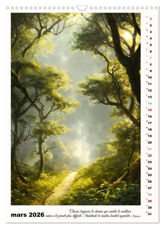 Produktbild: Chemins de fantaisie (Calendrier mural 2026 DIN A3 horizontal), CALVENDO calendrier mensuel