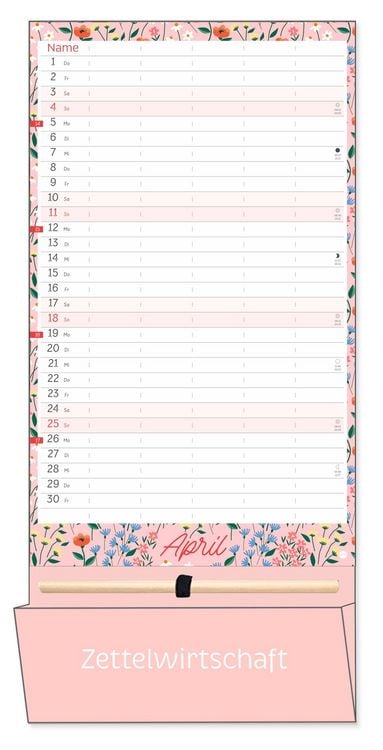 Produktbild: Deko-Familienplaner mit Tasche Flower Time 2027