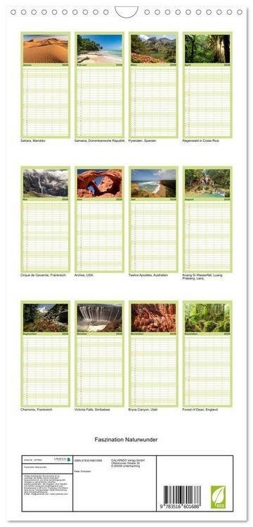 Produktbild: Familienplaner 2026 - Faszination Naturwunder mit 5 Spalten (Wandkalender, 21 x 45 cm) CALVENDO