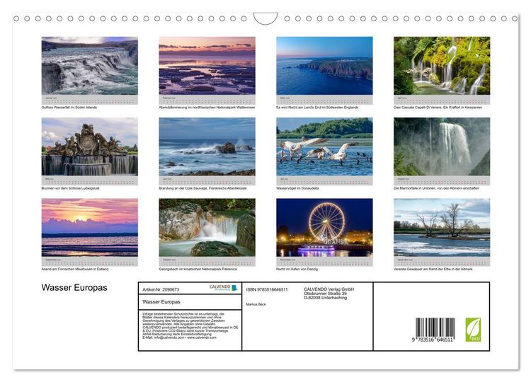 Produktbild: Wasser Europas (Wandkalender 2026 DIN A3 quer), CALVENDO Monatskalender