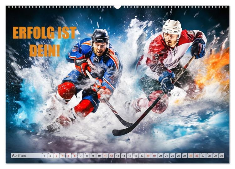 Produktbild: Eishockey und positive Gedanken (Wandkalender 2026 DIN A2 quer), CALVENDO Monatskalender