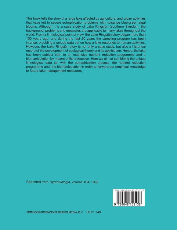 Produktbild: Nutrient Reduction and Biomanipulation as Tools to Improve Water Quality: The Lake Ringsj&ouml;n Story