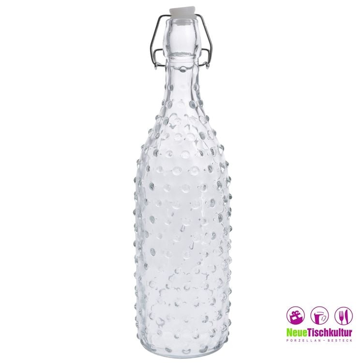 Neuetischkultur Glasflasche, geprägtes Muster Bügelverschluss